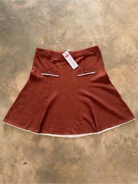 NWT Kate Kasin XL Brown Knit Mini Skirt Fall Thanksgiving Seasonal Harvest Fit